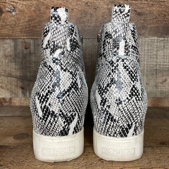 J/Slides Sky Wedge Bootie Double Side Zip Snake Print Shoes Size 8.5 - Picture 6 of 10